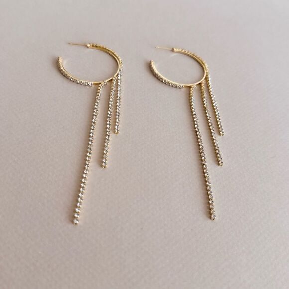 Diamond hoop earrings S825 - Picture 2 of 3